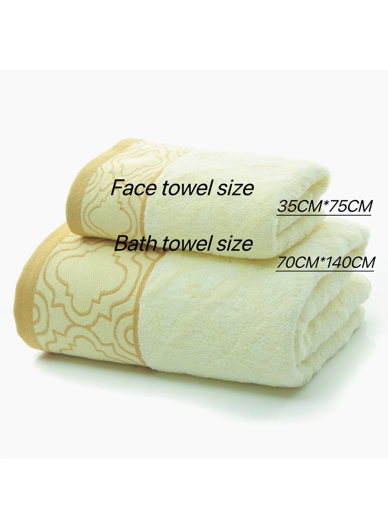 Soft and absorbent cotton thickened and quick drying luxury hotel bath towel set size 70 * 140cm environmentally friendly and durable bathroom daily home spa sports and travel (beige)