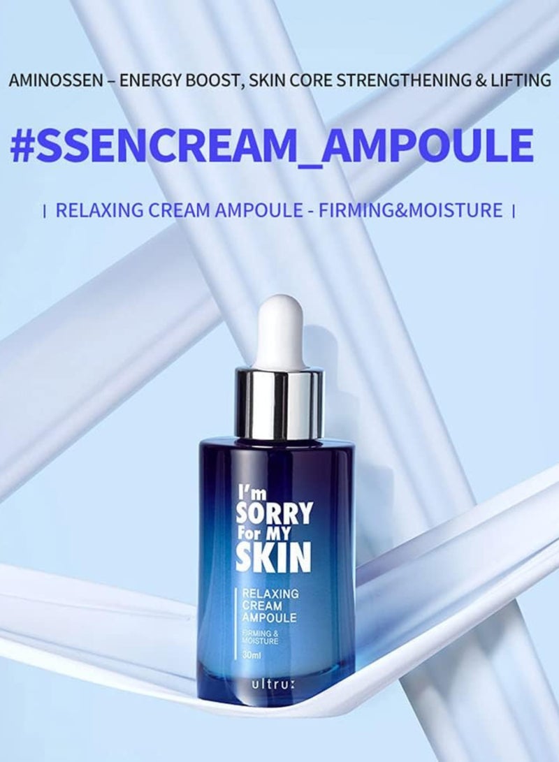 I'M SORRY FOR MY SKIN I'm Relaxing Cream Ampoule – Intensive Hydrating and Soothing Serum for Stressed and Sensitive Skin – Calming Facial Moisturizer with Natural Extracts – 30ml