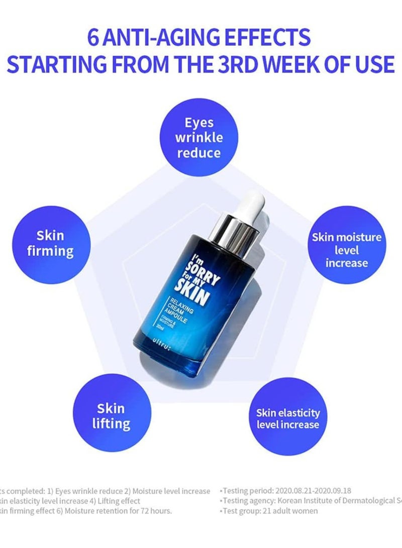 I'M SORRY FOR MY SKIN I'm Relaxing Cream Ampoule – Intensive Hydrating and Soothing Serum for Stressed and Sensitive Skin – Calming Facial Moisturizer with Natural Extracts – 30ml