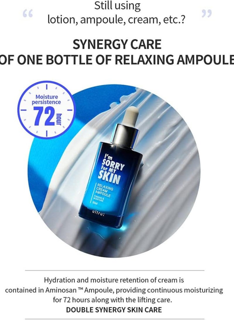 I'M SORRY FOR MY SKIN I'm Relaxing Cream Ampoule – Intensive Hydrating and Soothing Serum for Stressed and Sensitive Skin – Calming Facial Moisturizer with Natural Extracts – 30ml