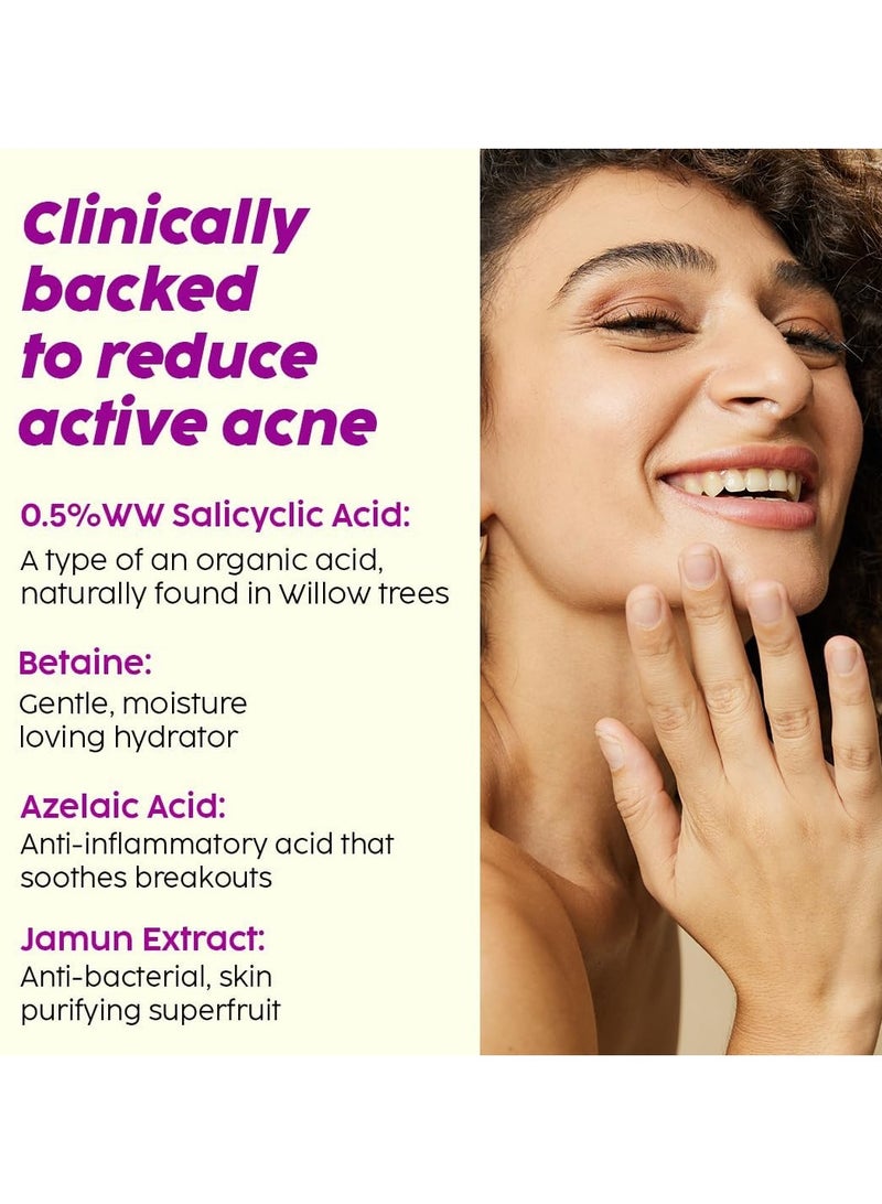 Jamun Cleanser and 2 PERCENT Salicylic Acid Serum With Smoothie Moisturizer Combo Detoxifies The Skin Reduces Active Acne Fades Blemishes All Skin Types