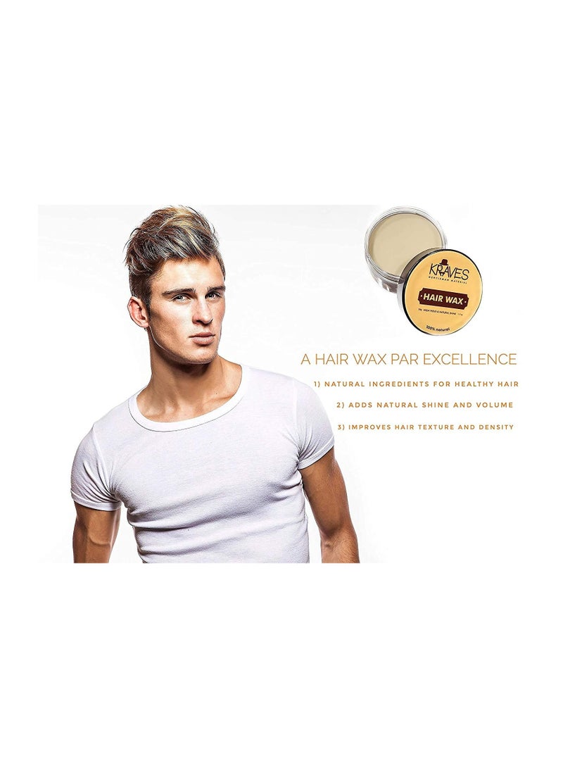 KRAVES Hair wax 100% Natural Hair Wax for men with High Hold and Natural Shine (hair wax 100 Grams)