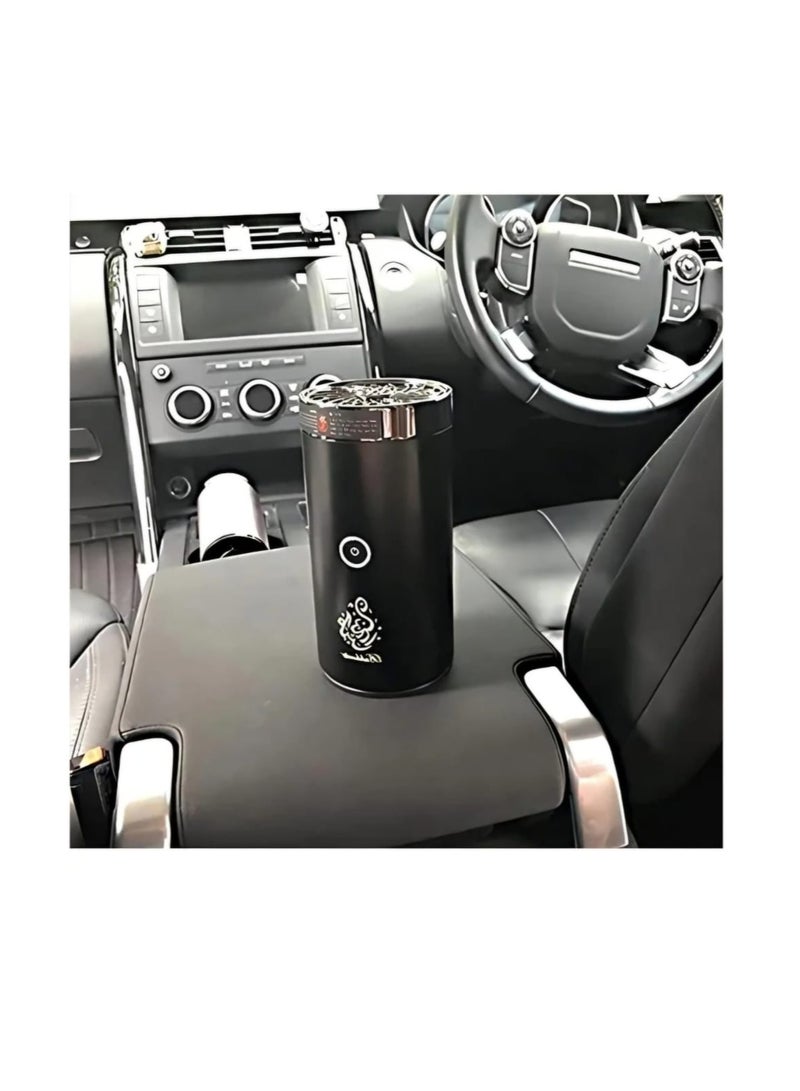 Arabian Electronic Aromatherapy Incense Burner for Home Car, Rechargeable USB Type C Portable Electric Incense Burner Black 14x7x7cm