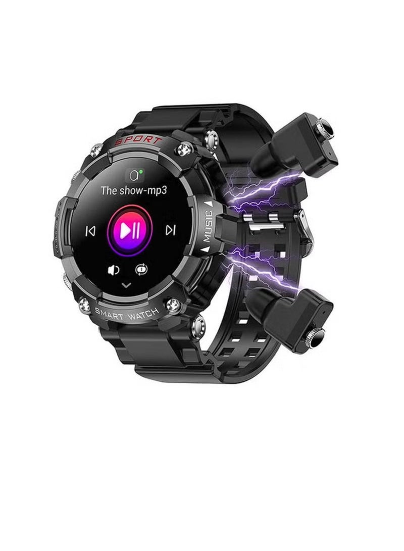 Haino Teko Germany ST3 AMOLED Watch Buds 4GB MP3 Speaker Voice Recorder Fitness Watches For Android iOS- Original