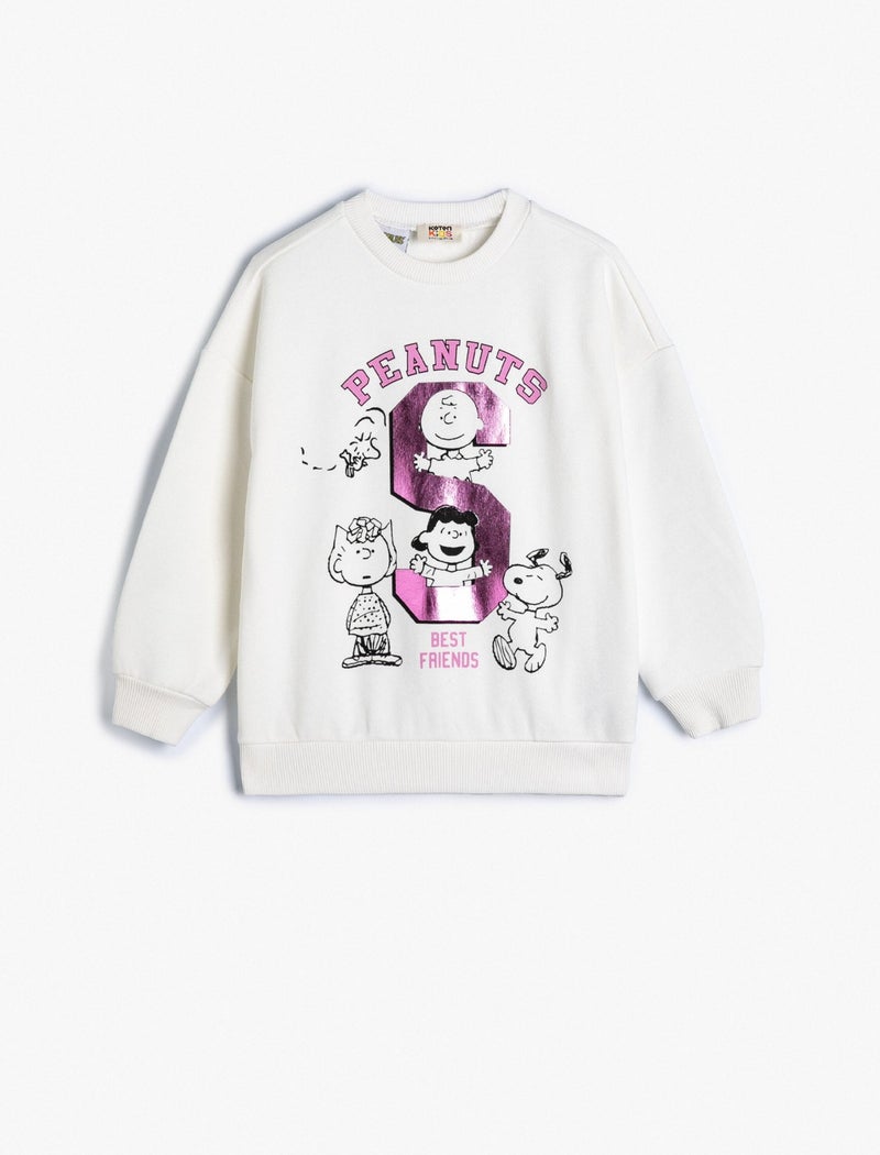 Snoopy Sweatshirt Licensed Long Sleeve Crew Neck With Ribbon