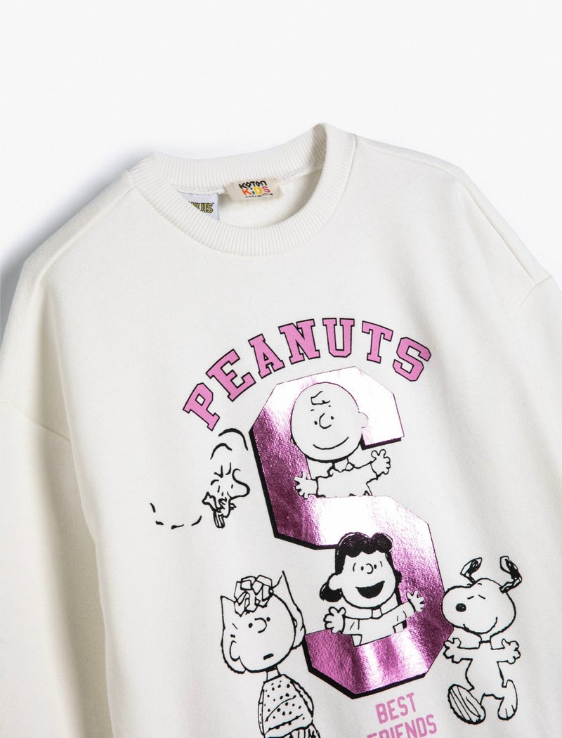 Snoopy Sweatshirt Licensed Long Sleeve Crew Neck With Ribbon