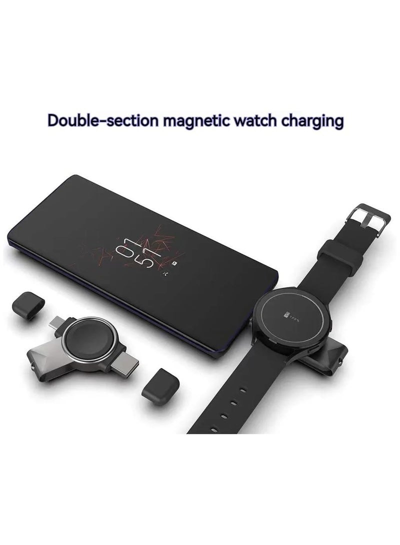 Portable Watch Charger for Samsung Galaxy Watch Ultra7/ 6/6 Classic -USB C & USB A Watch Charger, for Galaxy Watch, Magnetic Wireless Charger for Galaxy Watch