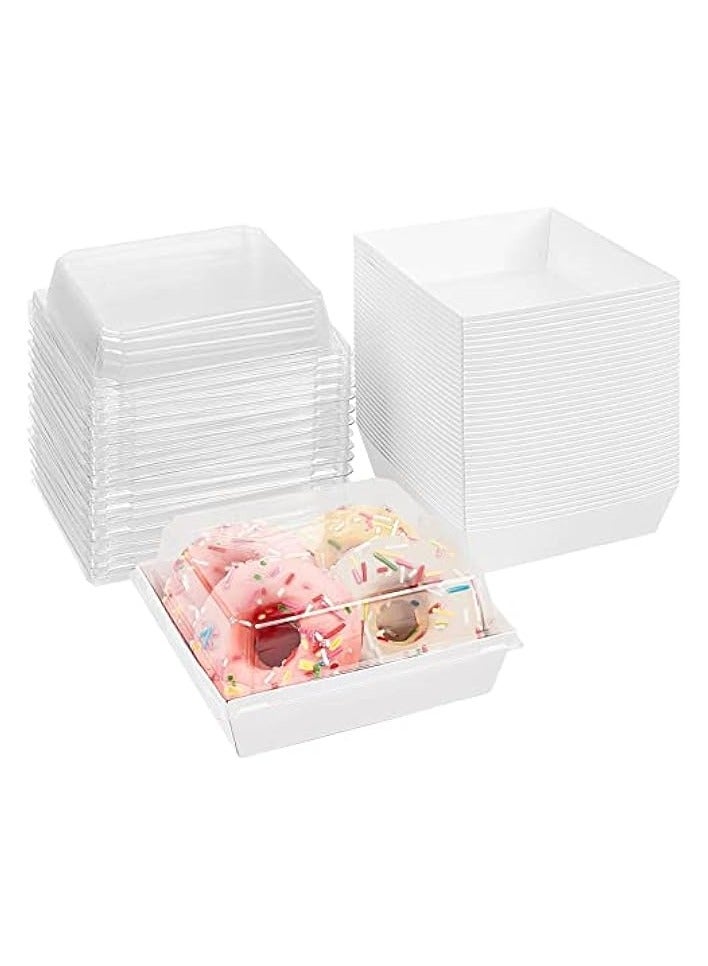 50 Pack Paper Charcuterie Boxes with Clear Secure Lids Clear Plastic Cheesecake Containers Individual Disposable Triangle Cake Boxes