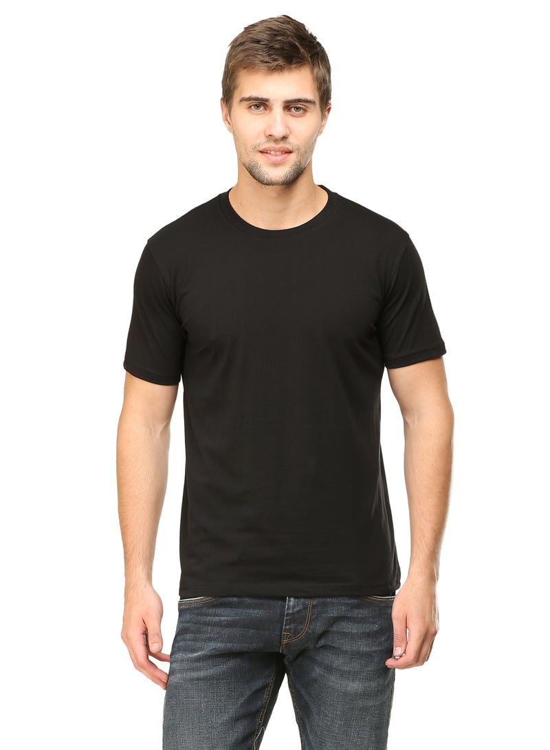Black Men's Half Sleeve Round Neck Cotton Tshirt