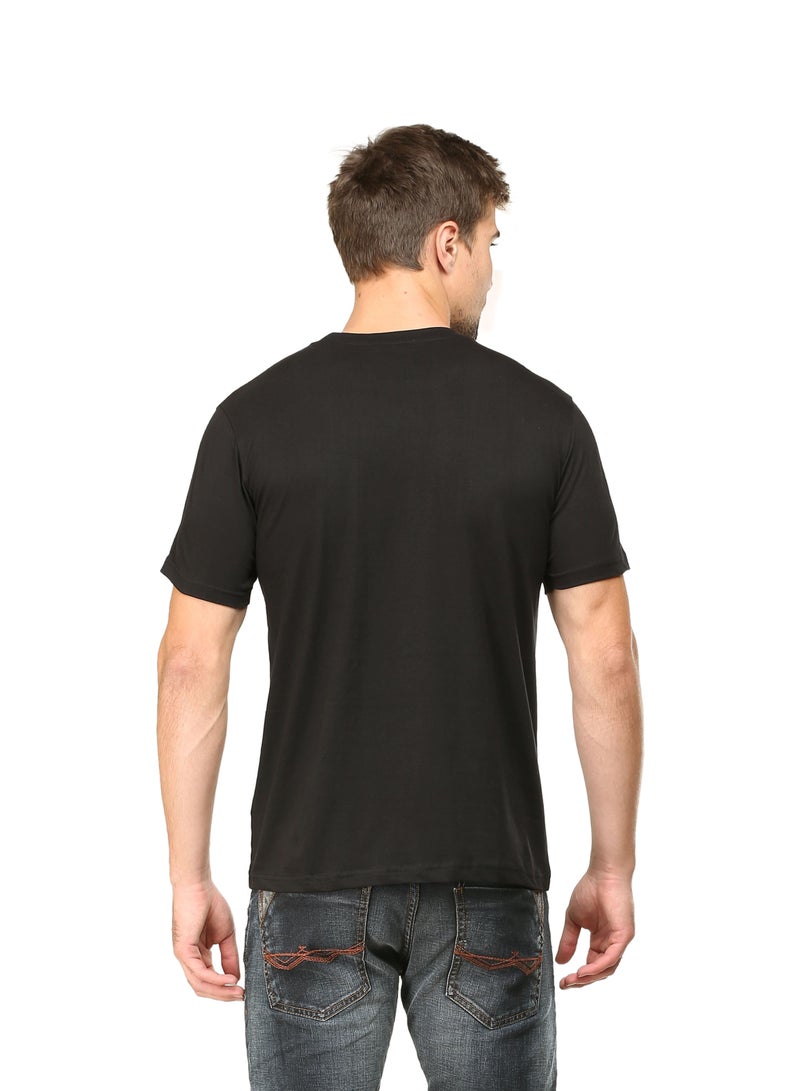Black Men's Half Sleeve Round Neck Cotton Tshirt