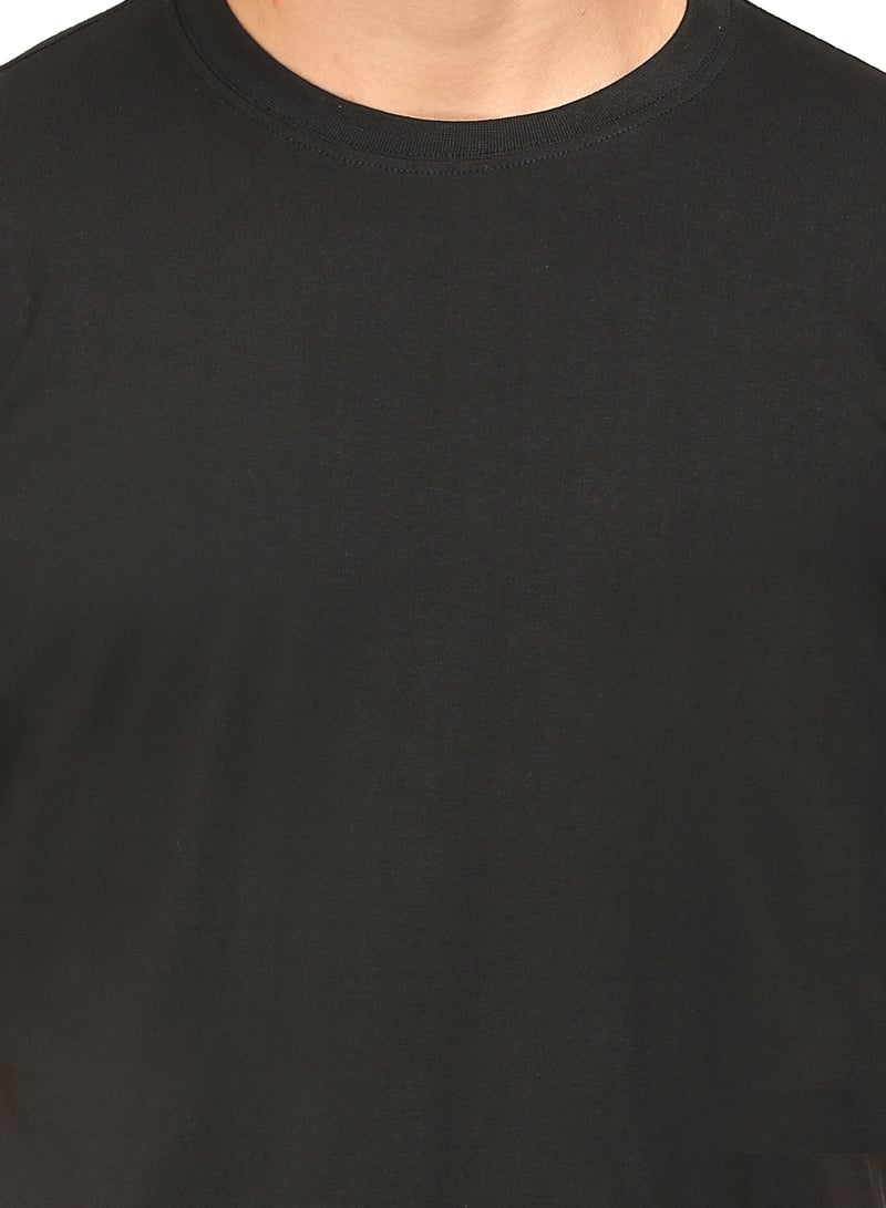Black Men's Half Sleeve Round Neck Cotton Tshirt