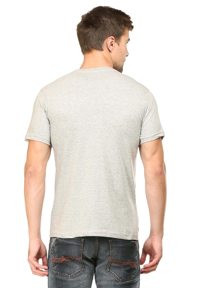 Grey Melange Men's Half Sleeve Round Neck Cotton Tshirt