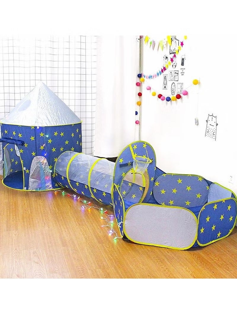 Kid Play Tent Baby Playpen, Foldable Baby Kids Playpen Activity Center Room, Baby Furniture Play Yard with Basketball Hoop, Sturdy Playpen with Anti-Slip Base (Blue)