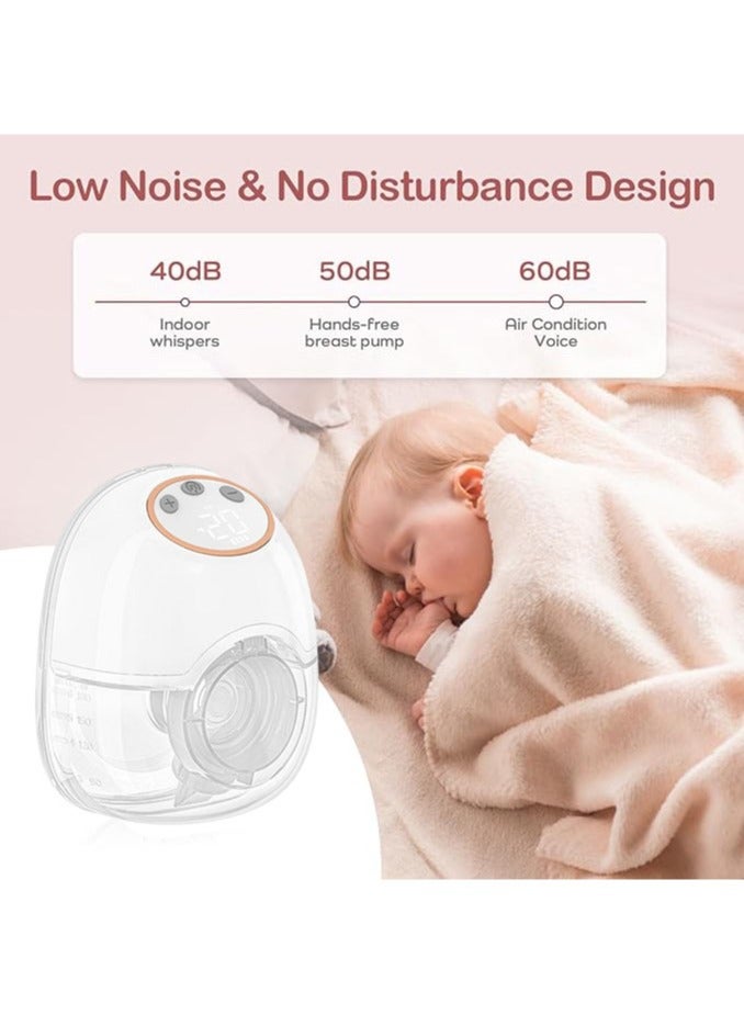 Breast Pump, Wireless Electric Portable Breast Pump with 4 Modes & 12 Levels, Wearable & Hands-free, All-in-One Painless Breastfeeding Breast Pump, LED Display, 24mm Diameter shield, 6oz/180ml, 1 Pack