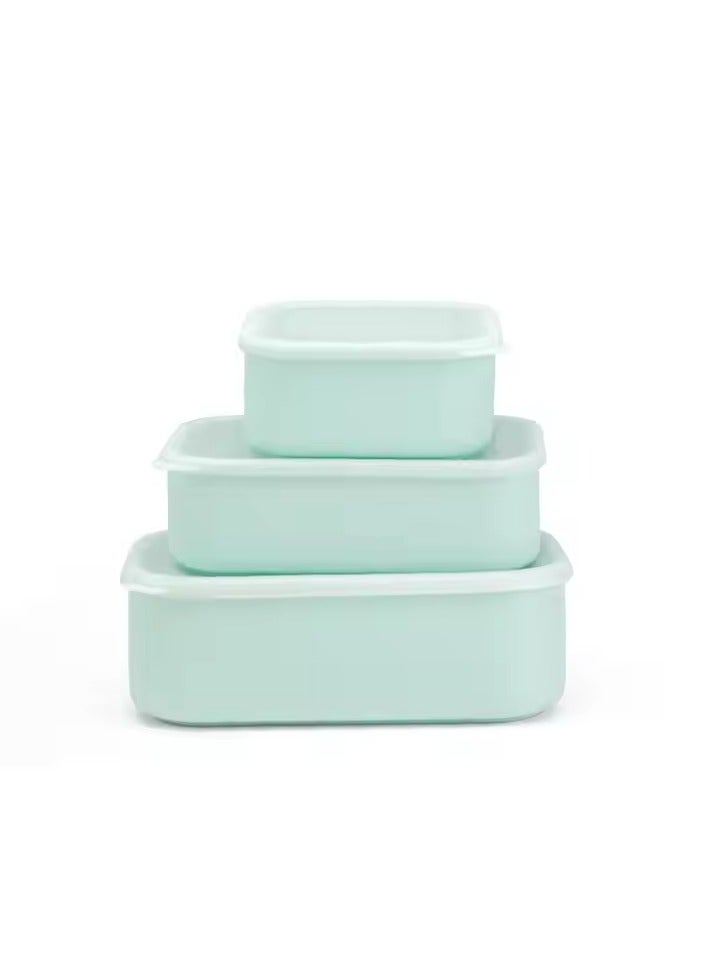 Set of three, Lunch boxes for kids, Leakproof Food Storage Portable Lunch Box with Lid Silicone Bento Box for Kids/ Baby Blue (small 9.5*9.5*4.5 CM, medium 18*12*5 CM, large 21.5*14.5*6.5 CM)