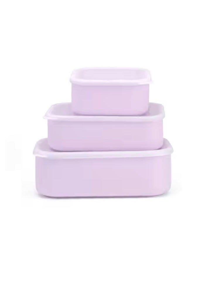 Set of three, Lunch boxes for kids, Leakproof Food Storage Portable Lunch Box with Lid Silicone Bento Box for Kids/ Light Purple (small 9.5*9.5*4.5 CM, medium 18*12*5 CM, large 21.5*14.5*6.5 CM)