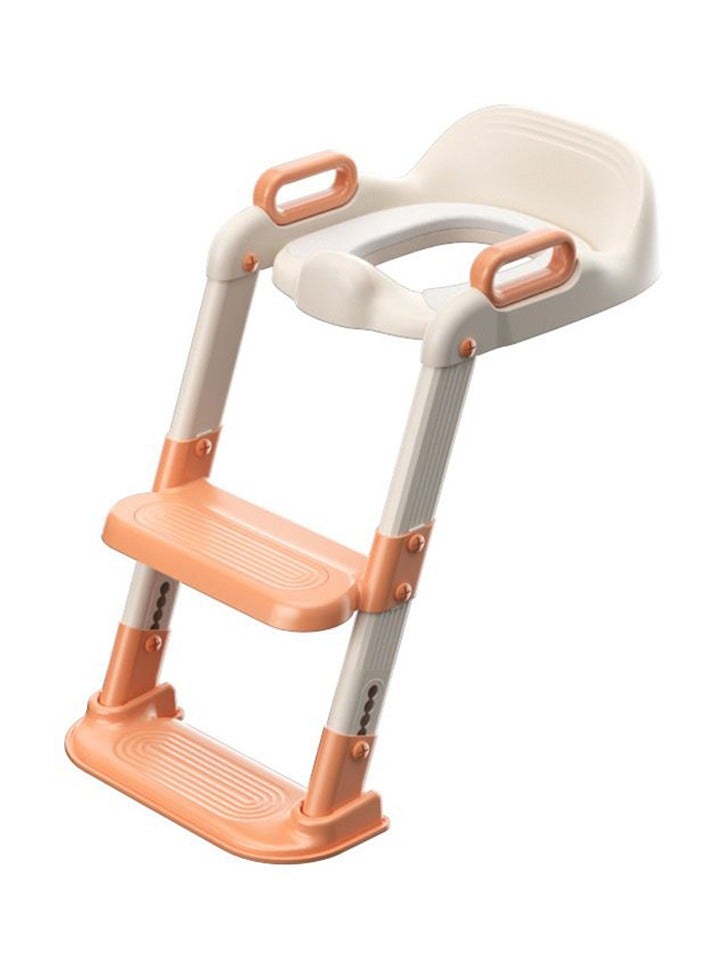 Baby Potty Training Seat with Ladder - Safe and Comfortable Toddler Toilet Seat with Adjustable Steps, Non-Slip, Foldable, Easy to Clean, Orange