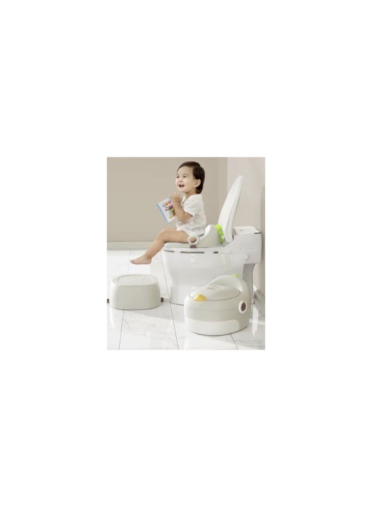 Baby Potty Chair - 2-in-1 Potty Training Seat and Toilet Trainer, Comfortable and Portable with Lid, Easy to Clean, Perfect for Travel, Beige