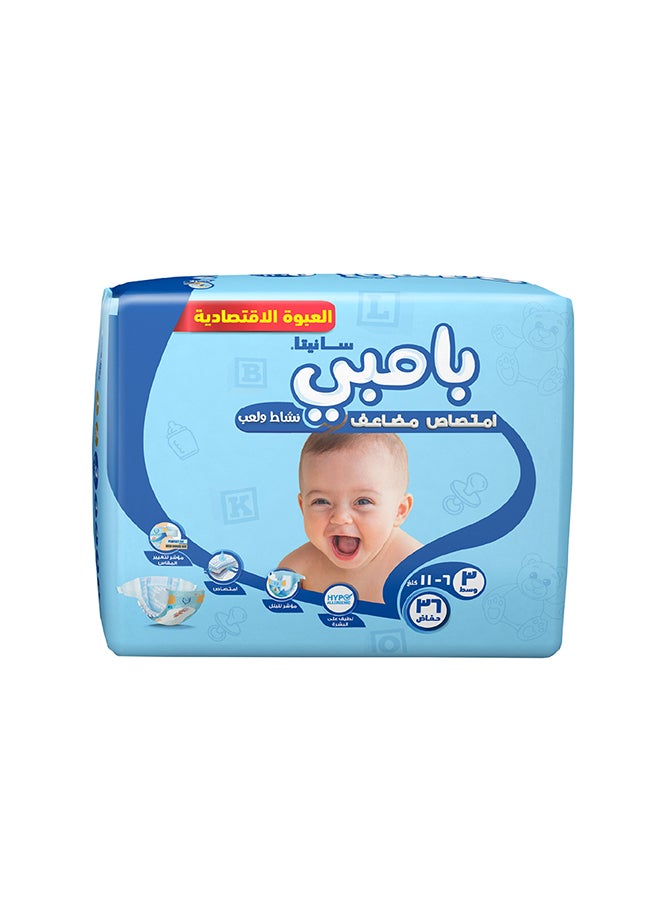 Size 3, Medium, 6-11 Kg, Value Pack, 36 Diapers