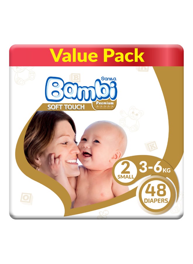 Size 2, Small, 3-6 Kg, Value Pack, 48 Diapers