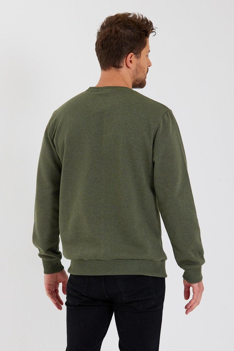 Crew Neck Label Detail Cotton Inside Men's Sweatshirt