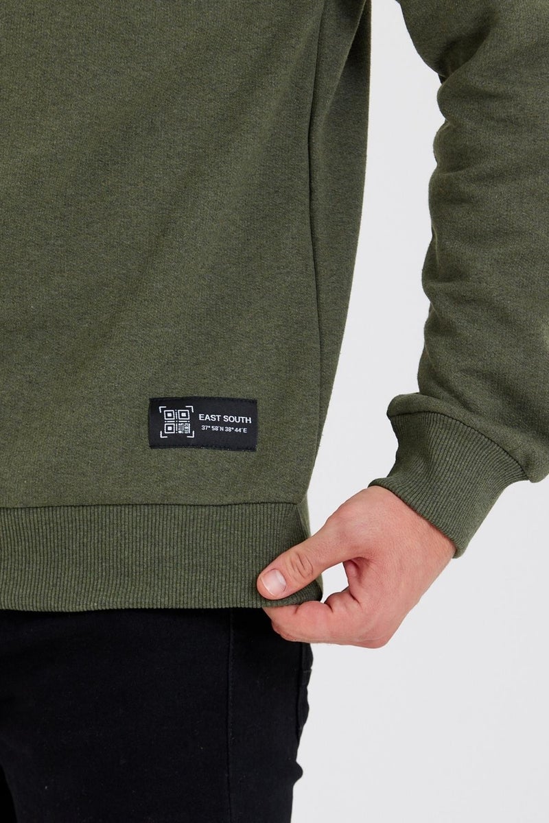 Crew Neck Label Detail Cotton Inside Men's Sweatshirt