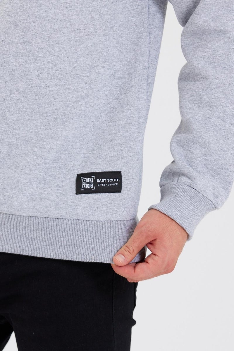 Crew Neck Label Detail Cotton Men's Sweatshirt