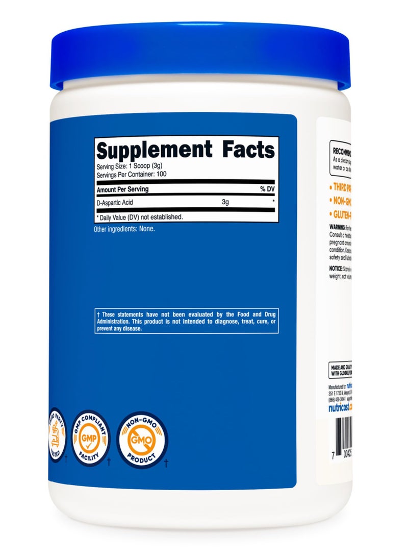 Nutricost D-Aspartic Acid 3000mg 100 Servings 300g