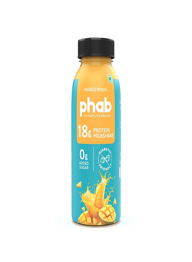 Phab Mango Protein Milkshakes With 18G Protein & No Added Sugar|Gluten-Free & Gut-Friendly, Trans Fat Free|Rich Source Of Fibre & Pre-Biotics|Healthy & Delicious Protein Shake (200Ml X Pack Of 6)