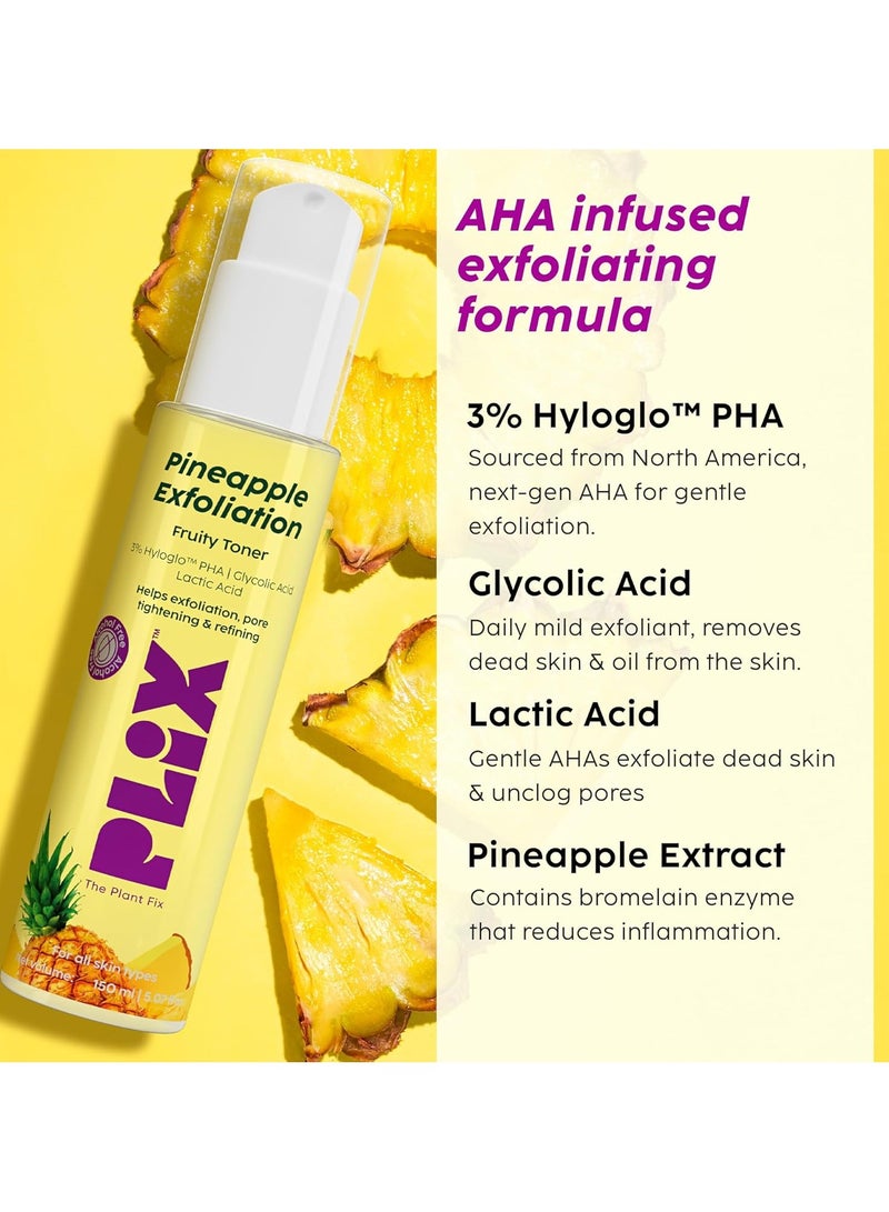 Pineapple De Pigmentation Regime with Pineapple Exfoliation Fruity Toner Pineapple Juicy Cleanser Pineapple Depigmentation Dewy Serum and Smoothie Moisturizer