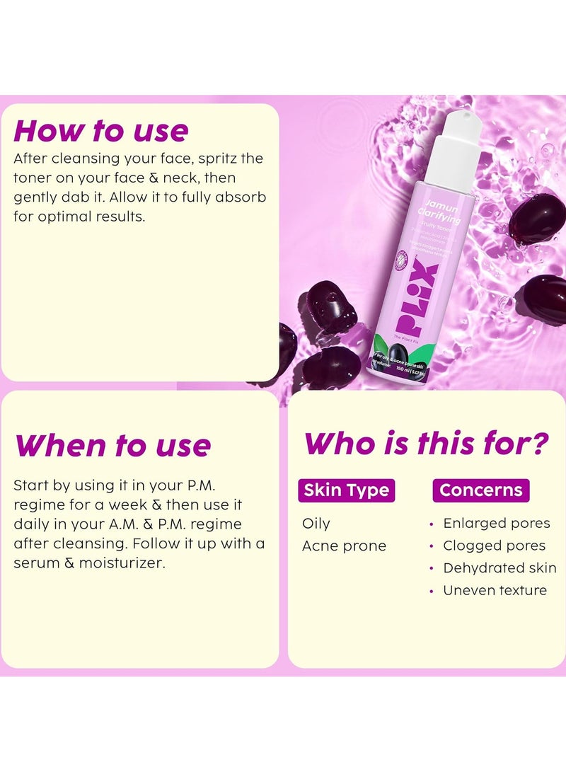 Jamun Active Acne Range With Cleanser 2 percent Salicylic Acid Serum Smoothie Moisturizer and Toner Reduces Active Acne Detoxifies The Skin  Soothes Redness All Skin Types