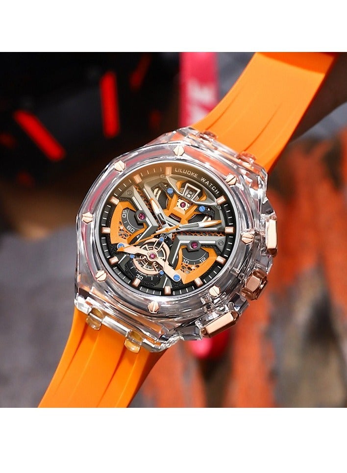 Men's Fashion Skeleton Waterproof Luminous Quartz Watch