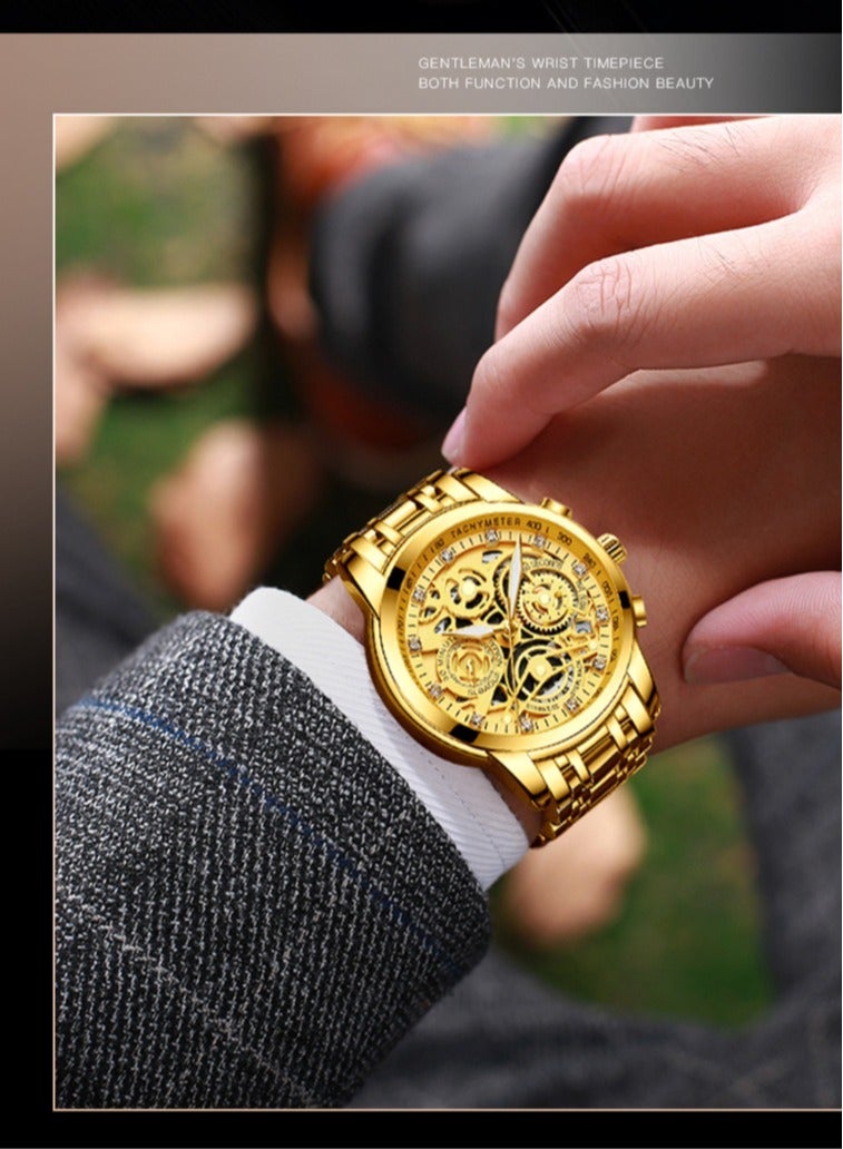 Men's Fashion Skeleton Waterproof Luminous Quartz Watch