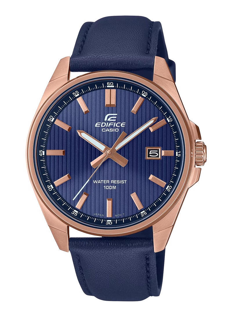 Edifice Analog Quartz Blue Dial Leather Strap Men's Watch EFV-150CL-2AV