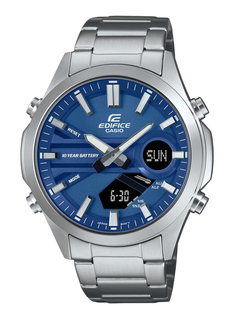 Edifice Analog+Digital Blue Dial Stainless Steel Men's Watch EFV-C120D-2A