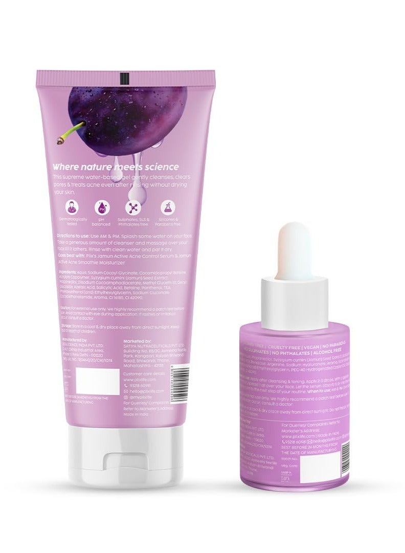 Jamun Face Wash and Active Acne Serum Combo 100ML 30ML For Active Acne and Oil Control For Breakouts Oily and Acne Prone Skin Women and Men