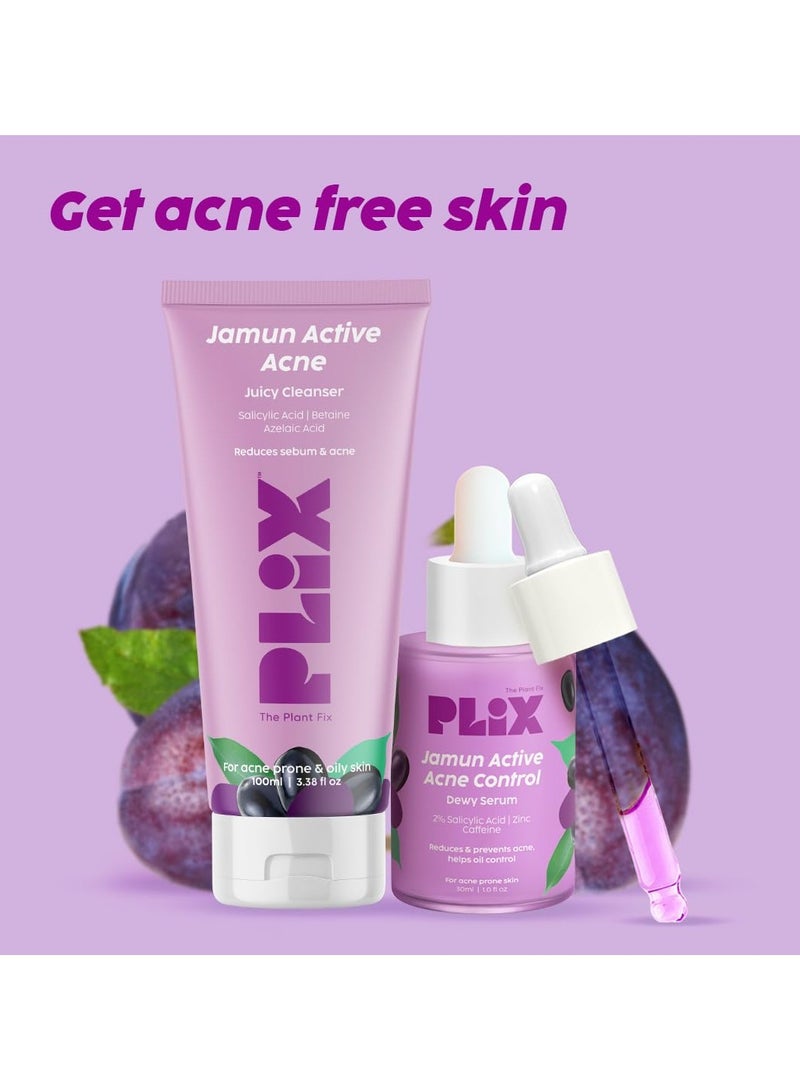 Jamun Face Wash and Active Acne Serum Combo 100ML 30ML For Active Acne and Oil Control For Breakouts Oily and Acne Prone Skin Women and Men