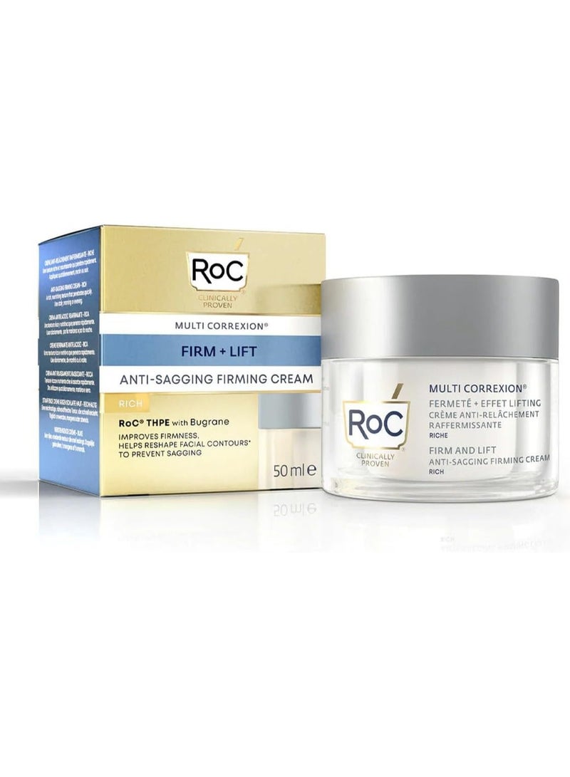 RoC Multi Correxion Anti Sagging Firm Lift Face Cream Prevent Facial Sagging with Hyaluronic Acid Anti Aging Cosmetic Lifting Effect 50 ml