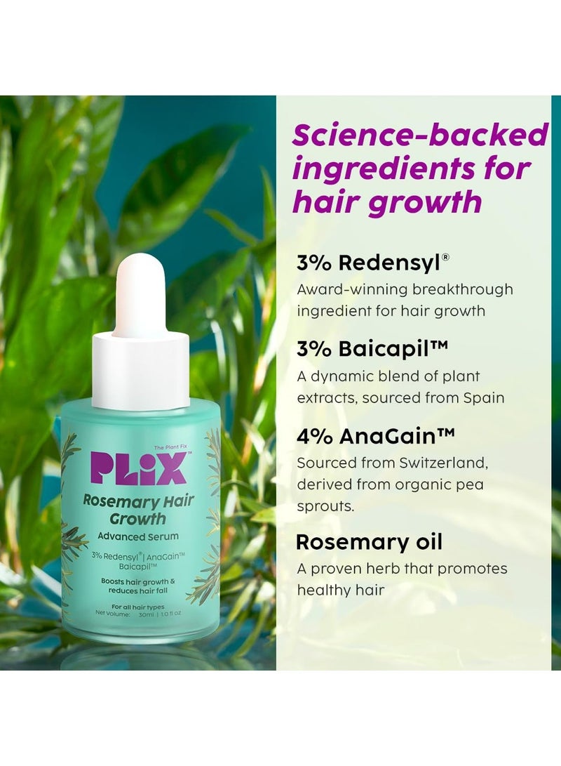 Rosemary Hair Growth Serum with 3% Redensyl 4% AnaGain 3% Baicapil 30 ml Stimulates Hair Growth Increase Hair Density and Thickens Hair For Men and Women