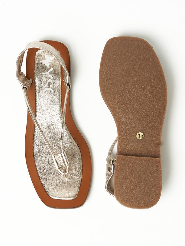 Y.SO Ladies Flat Sandals With Back Strap Rose Gold | Made In India