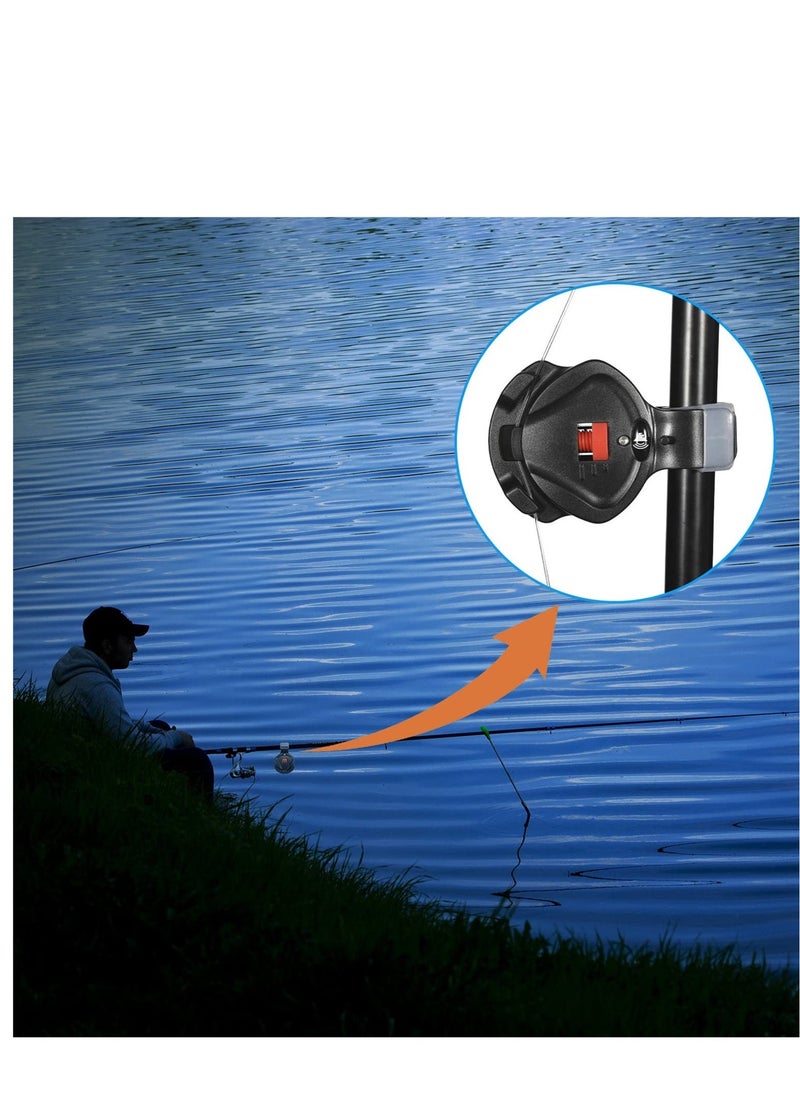 4 PCS Fishing Bite Alarm, Sensitive Electronic Fishing Bite Sound Alarm, Indicator Sound Bite Alert Bell with LED Lights Fishing Bells Clip On Fishing Rod, Carp Fishing Outdoor