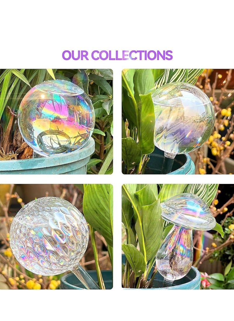 2pcs Plant Watering Globes, Watering Bulbs Patterned Glass Iridescent Rainbow Gradient, Automatic Watering Device Self Watering Planter Insert Stakes, Plant Accessories Indoor