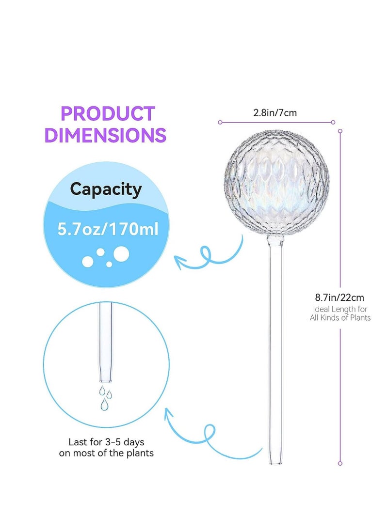 2pcs Plant Watering Globes, Watering Bulbs Patterned Glass Iridescent Rainbow Gradient, Automatic Watering Device Self Watering Planter Insert Stakes, Plant Accessories Indoor