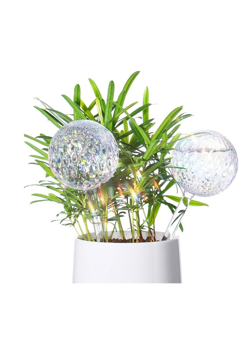 2pcs Plant Watering Globes, Watering Bulbs Patterned Glass Iridescent Rainbow Gradient, Automatic Watering Device Self Watering Planter Insert Stakes, Plant Accessories Indoor