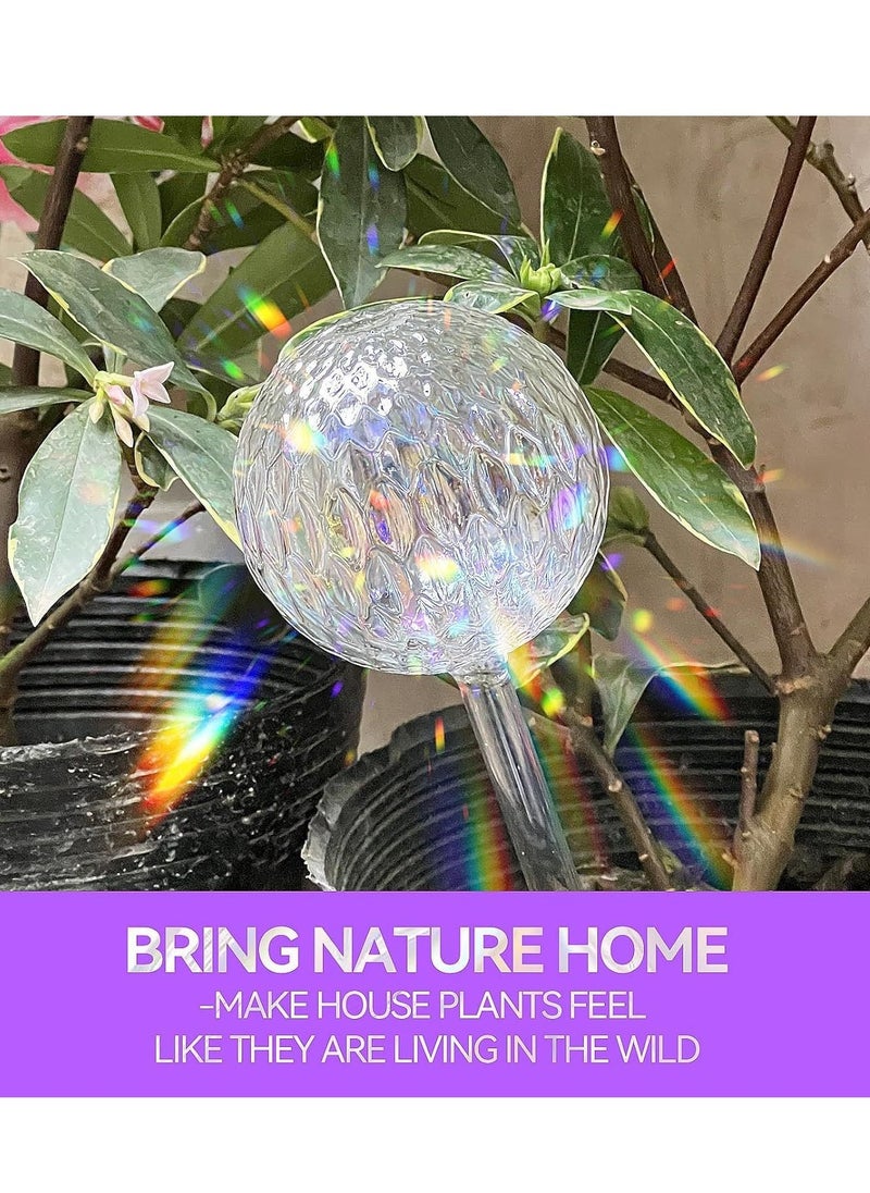 2pcs Plant Watering Globes, Watering Bulbs Patterned Glass Iridescent Rainbow Gradient, Automatic Watering Device Self Watering Planter Insert Stakes, Plant Accessories Indoor