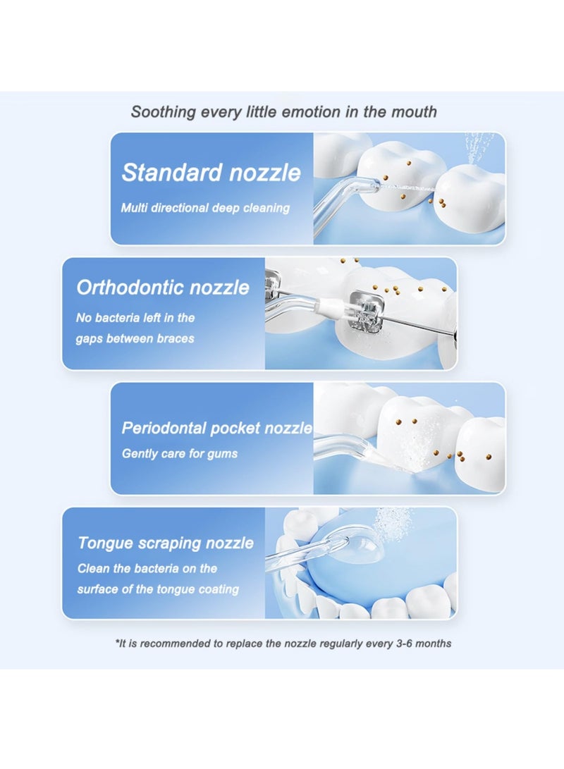 Cordless Water Flosser Portable Rechargeable Oral Irrigator with Collapsible Design for Travel. Features 3 Modes and 4 Jets for Customized Teeth Cleaning