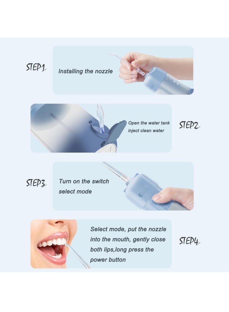 Cordless Water Flosser Portable Rechargeable Oral Irrigator with Collapsible Design for Travel. Features 3 Modes and 4 Jets for Customized Teeth Cleaning