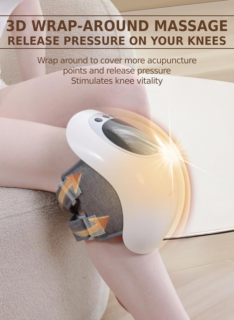 Knee Massager with Adjustable Infrared Heat, High Frequency Vibration Massage, Heated Knee Support for Circulation and Relief