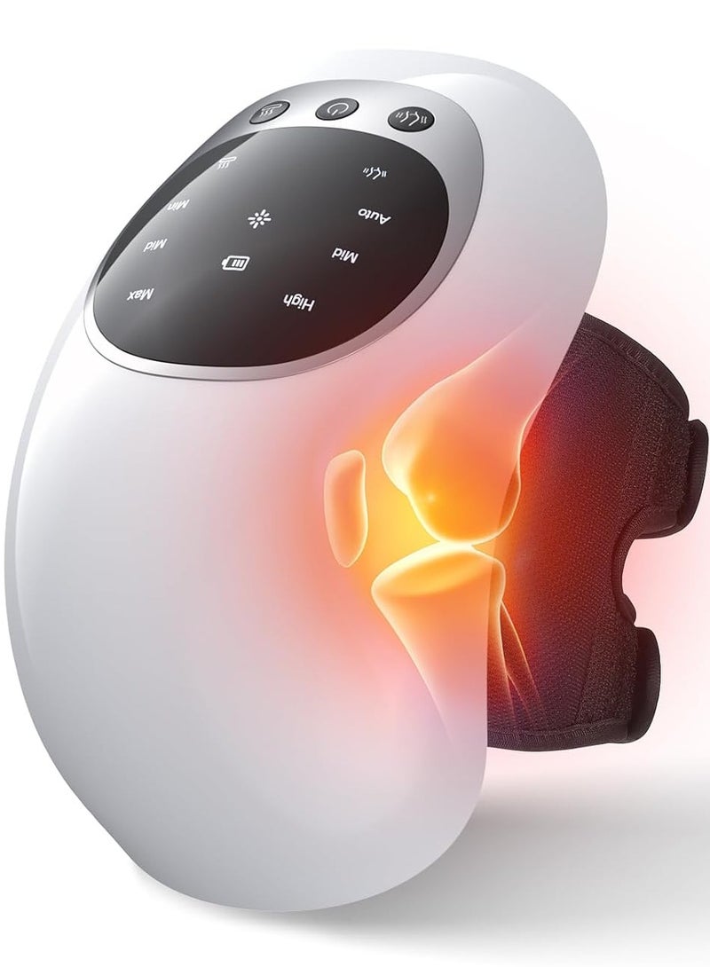 Portable Knee Massager with Heat and Vibration Smart Hot Compress Knee Relaxing Massager LED Screen Kneecap Treasure Laser Infrared Elbow Shoulder Massager Relive Joint Pain Stiffness