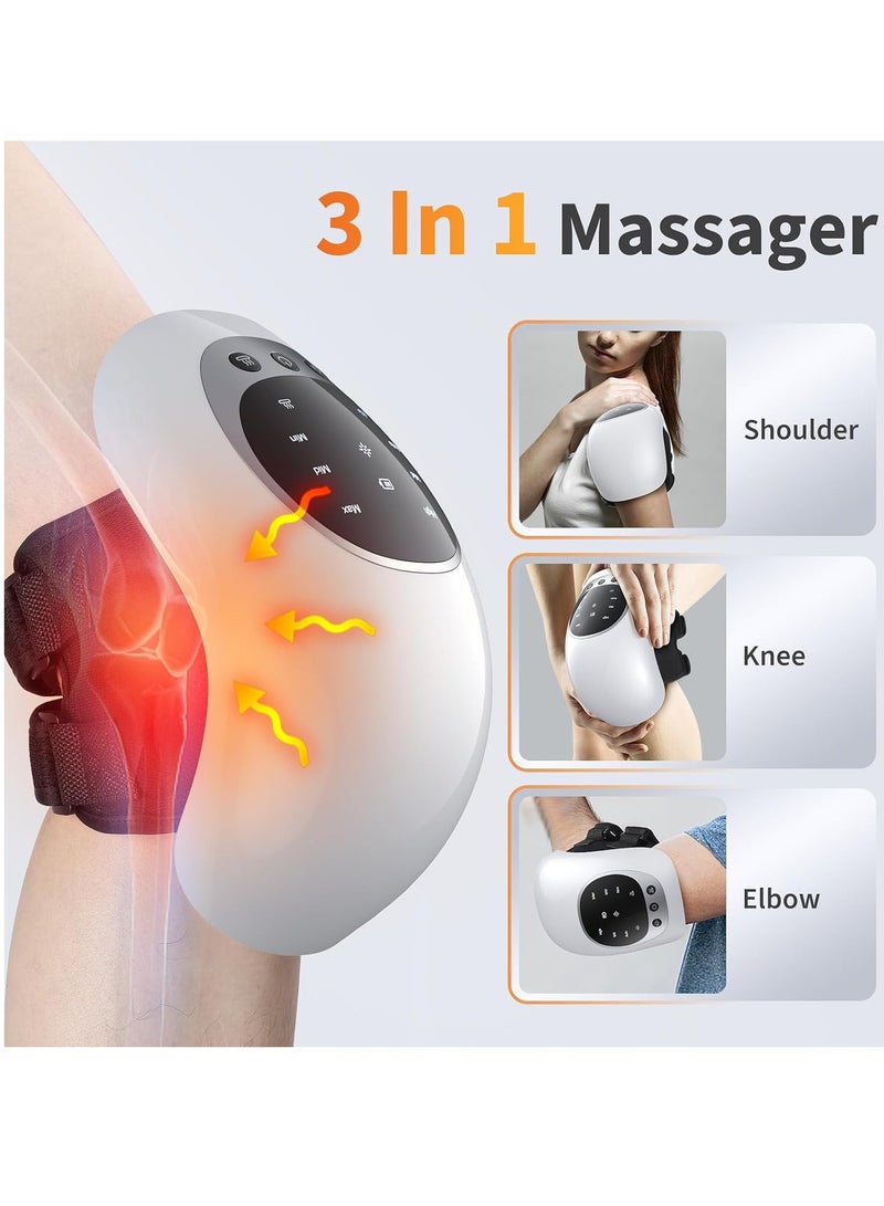 Portable Knee Massager with Heat and Vibration Smart Hot Compress Knee Relaxing Massager LED Screen Kneecap Treasure Laser Infrared Elbow Shoulder Massager Relive Joint Pain Stiffness